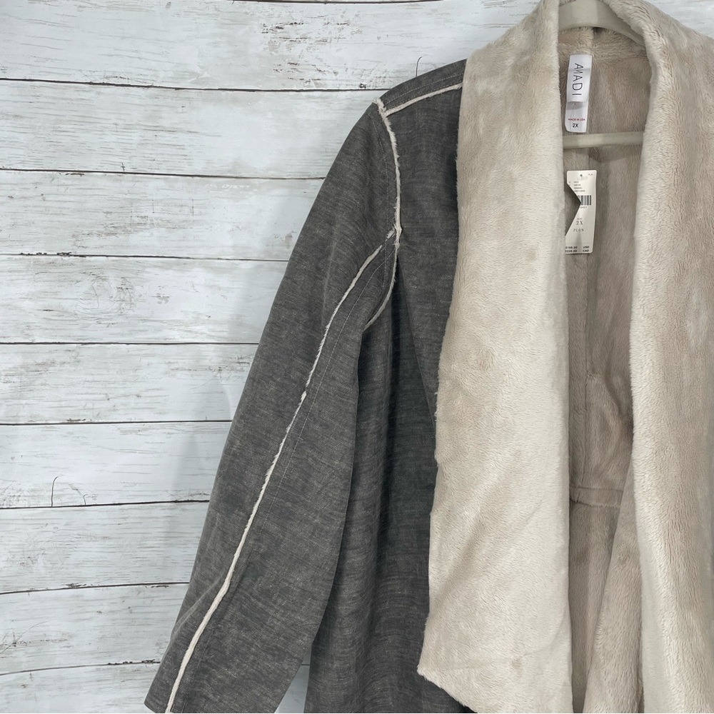 Anthropologie X Amadi Camilla Sueded Sherpa Jacket Faux Suede & Shearling Sz 2X - Picture 5 of 10